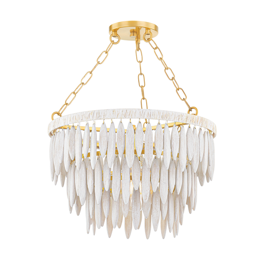 Tiffany Pendant - 1-Light - Aged Brass/Textured Cream - Mitzi H805701-AGB