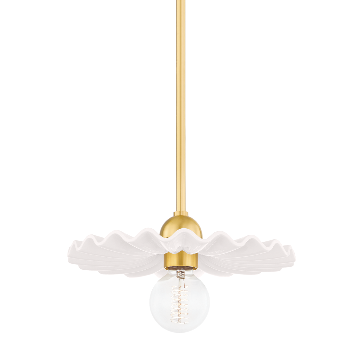 Tinsley Pendant - 1-Light - Aged Brass/Ceramic Gloss Cream - Mitzi H499701-AGB/CCR