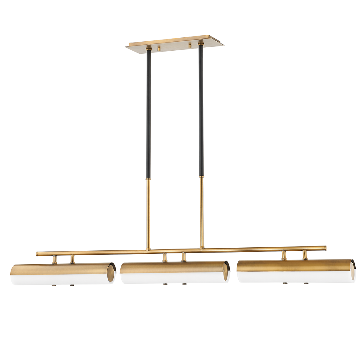 Titus Linear Chandelier - 3-Light - Patina Brass - Troy Lighting F3248-PBR/SBK