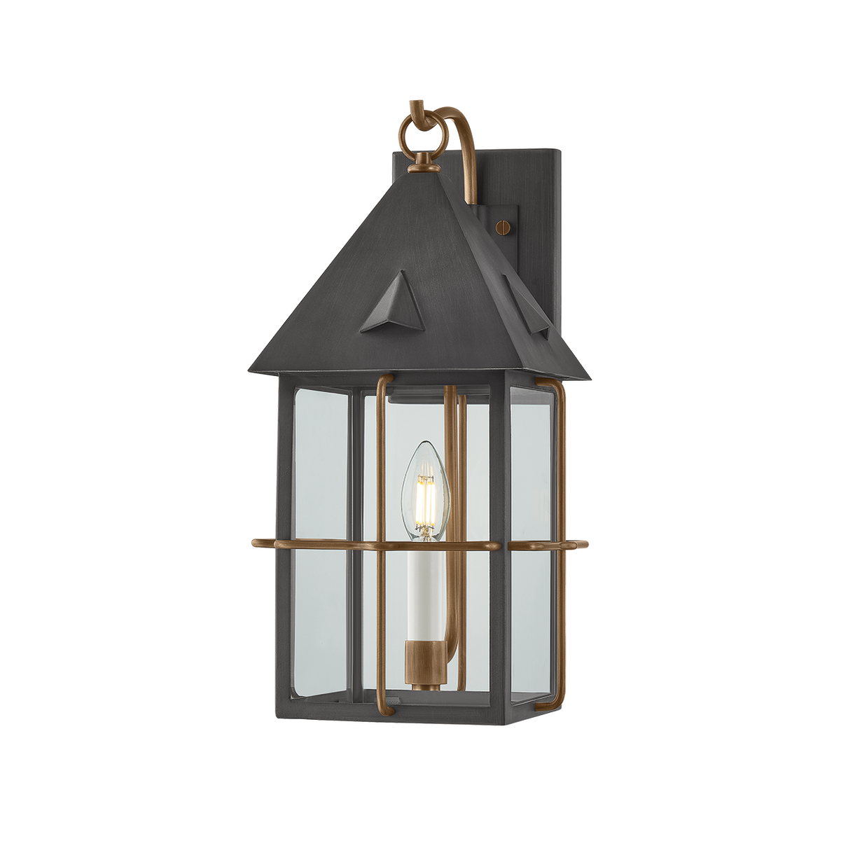 Toby Wall Sconce - 1-Light - Patina Brass/ Graphite - Troy Lighting B6617-PBR/GRA