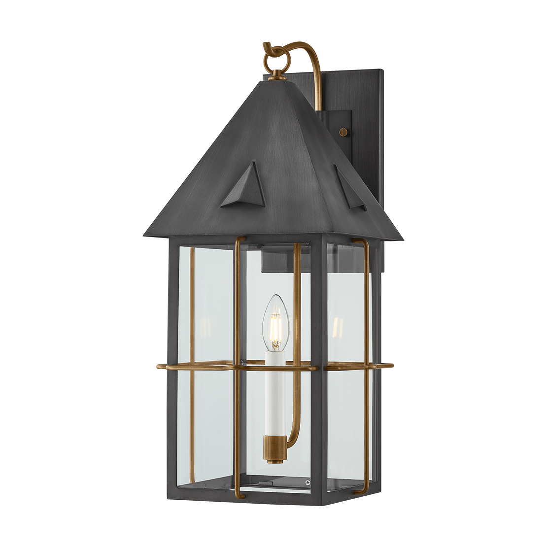 Toby Wall Sconce - 1-Light - Patina Brass/ Graphite - Troy Lighting B6623-PBR/GRA