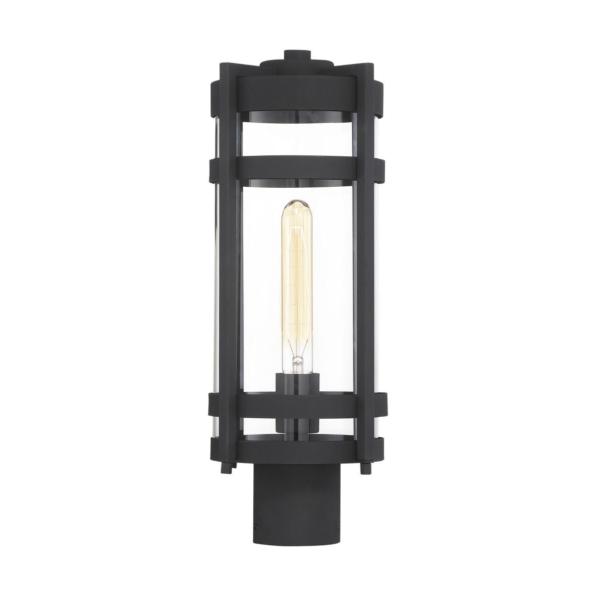 Tofino - 1 Light Post Lantern - Clear Glass - Textured Black Finish - Satco 60-6575