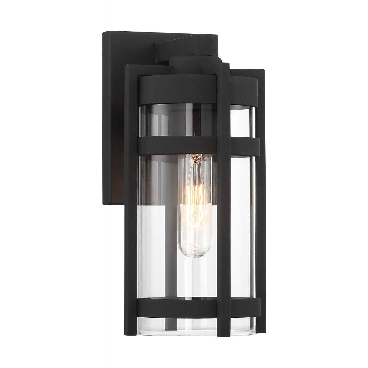 Tofino - 1 Light Small Wall Lantern - Clear Glass - Textured Black Finish - Satco 60-6571