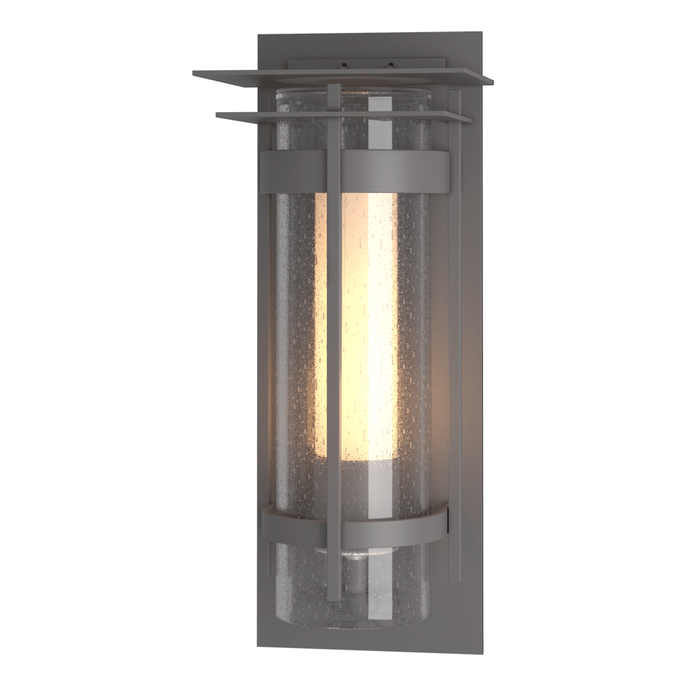 Torch with Top Plate Large Outdoor Sconce - Coastal Burnished Steel by Hubbardton Forge