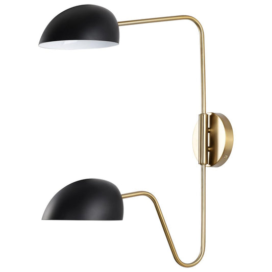 Trilby - 2 Light - Wall Sconce - Matte Black with Burnished Brass - Satco 60-7393