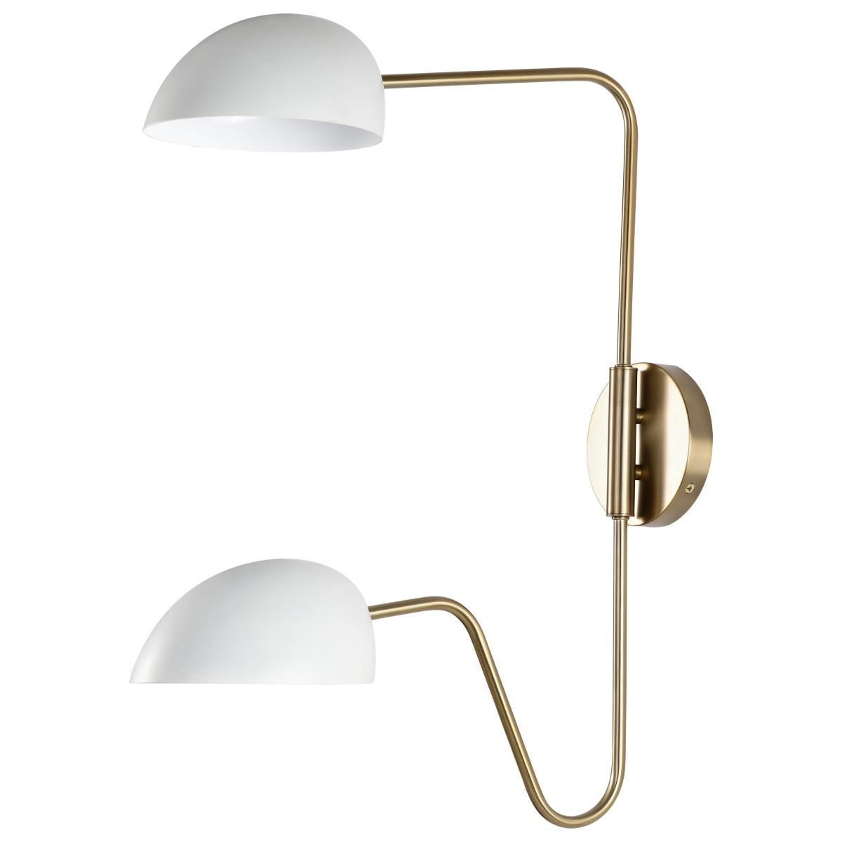 Trilby - 2 Light - Wall Sconce Matte White with Burnished Brass - Satco 60-7394