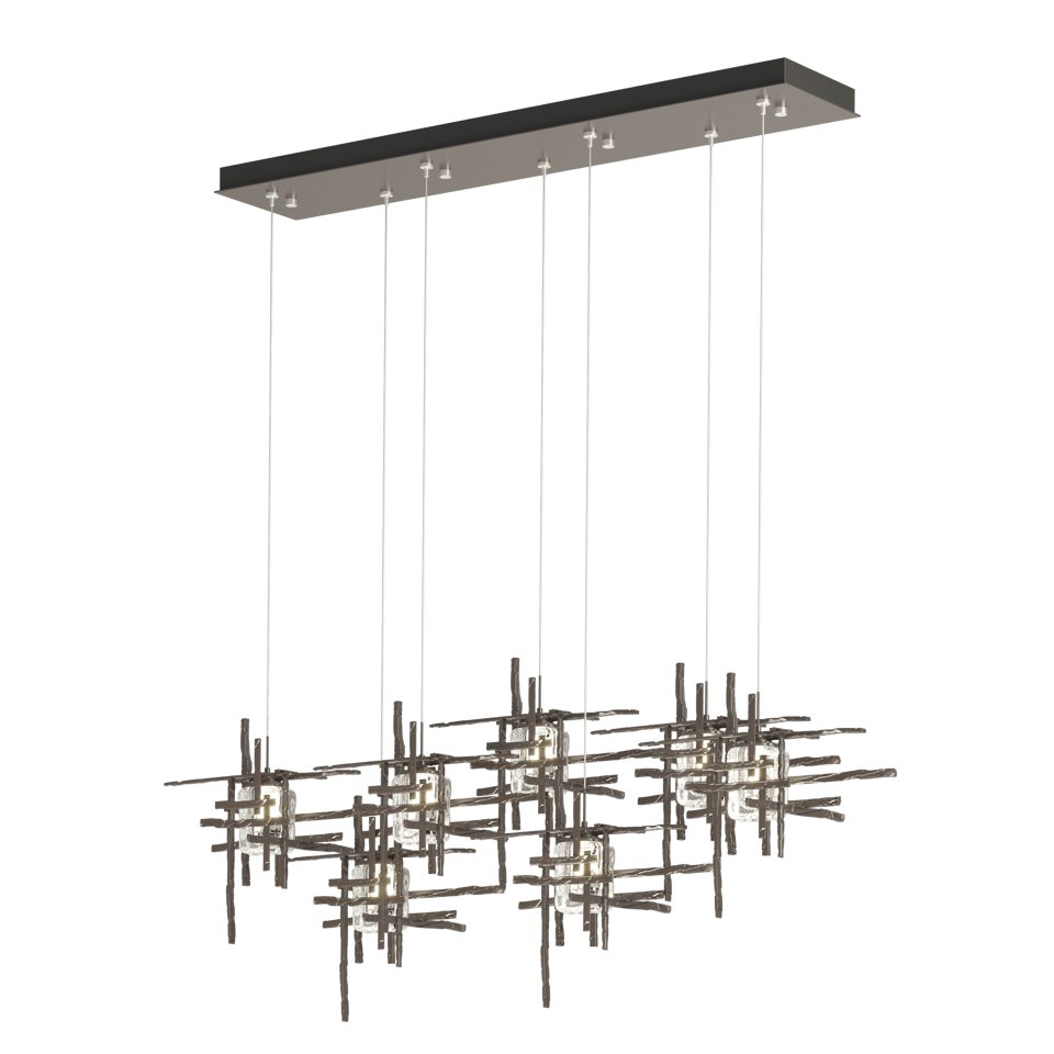 Tura 7-Light Seeded Glass Pendant - Oil Rubbed Bronze by Hubbardton Forge