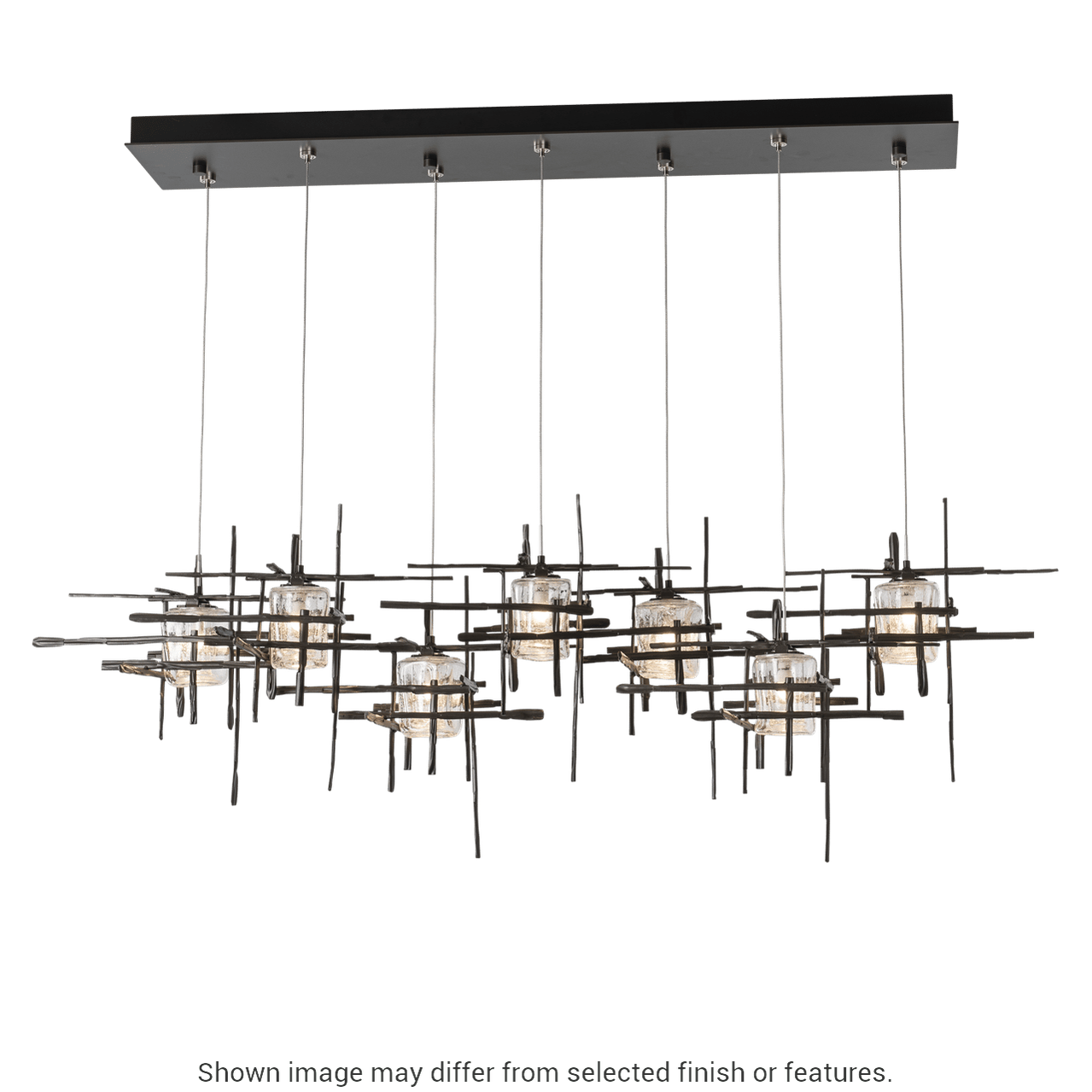Tura 7-Light Seeded Glass Pendant - White by Hubbardton Forge