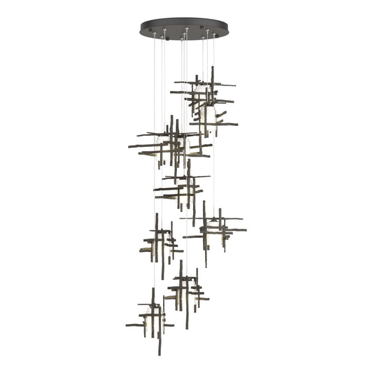 Tura 9-Light Frosted Glass Pendant - Dark Smoke by Hubbardton Forge