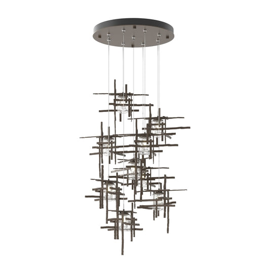 Tura 9-Light Seeded Glass Pendant - Bronze by Hubbardton Forge