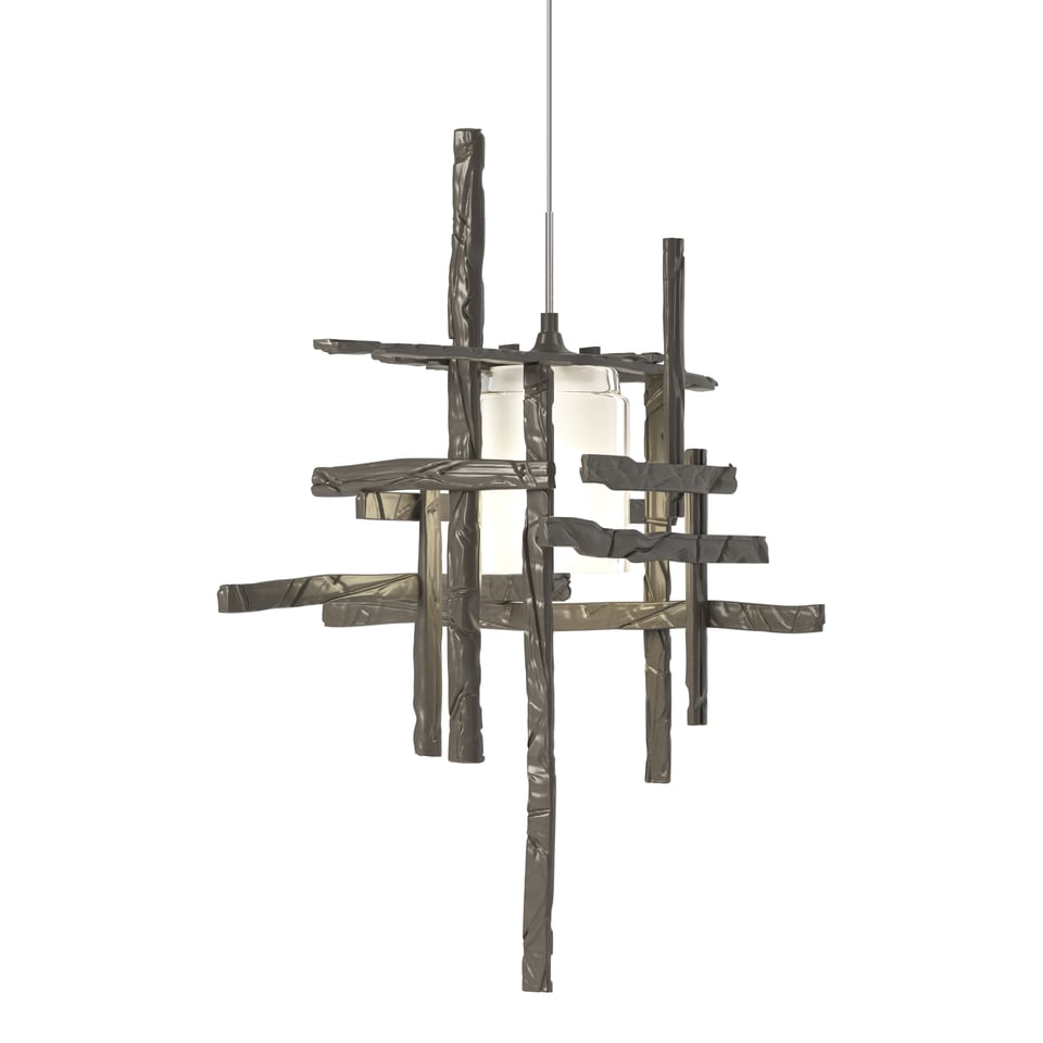 Tura Frosted Glass Low Voltage Mini Pendant - Dark Smoke by Hubbardton Forge