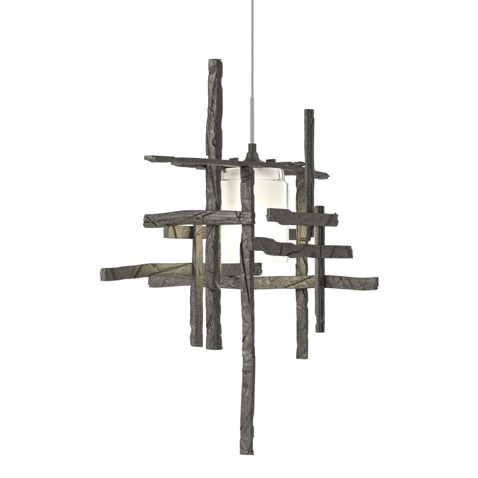 Tura Frosted Glass Low Voltage Mini Pendant - Natural Iron by Hubbardton Forge