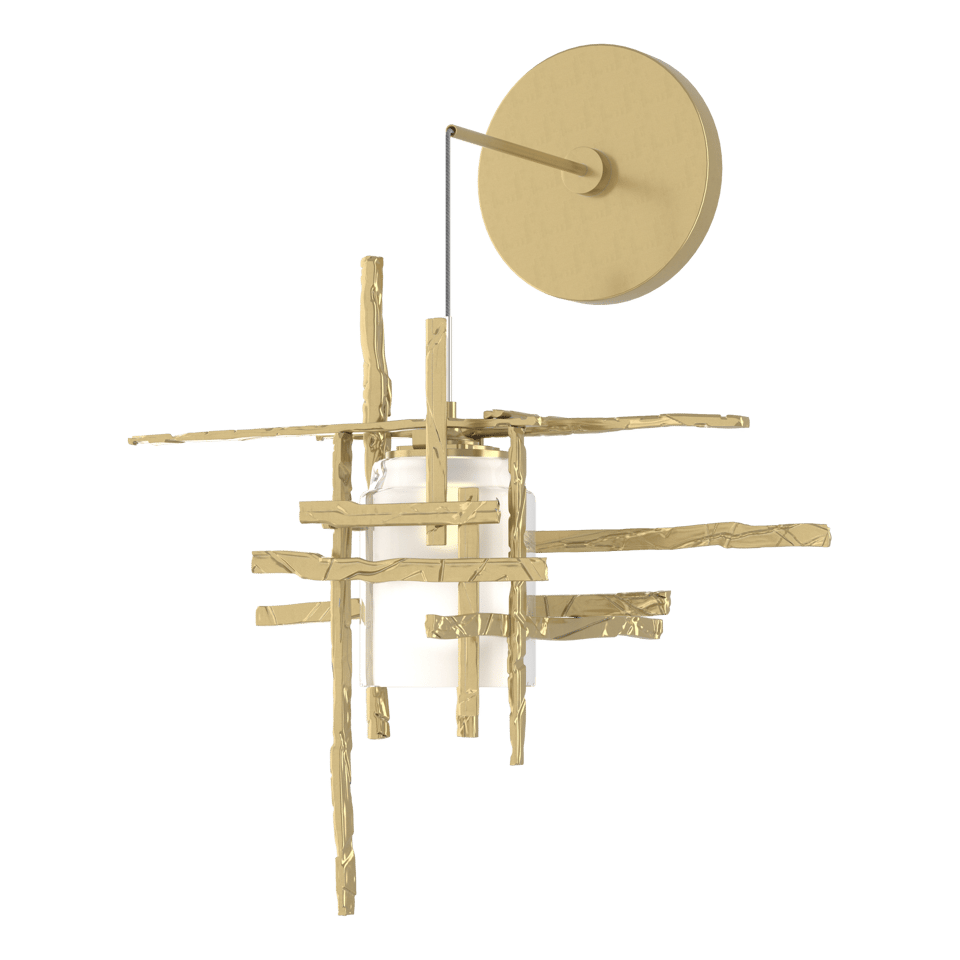 Tura Frosted Glass Low Voltage Sconce - Modern Brass by Hubbardton Forge