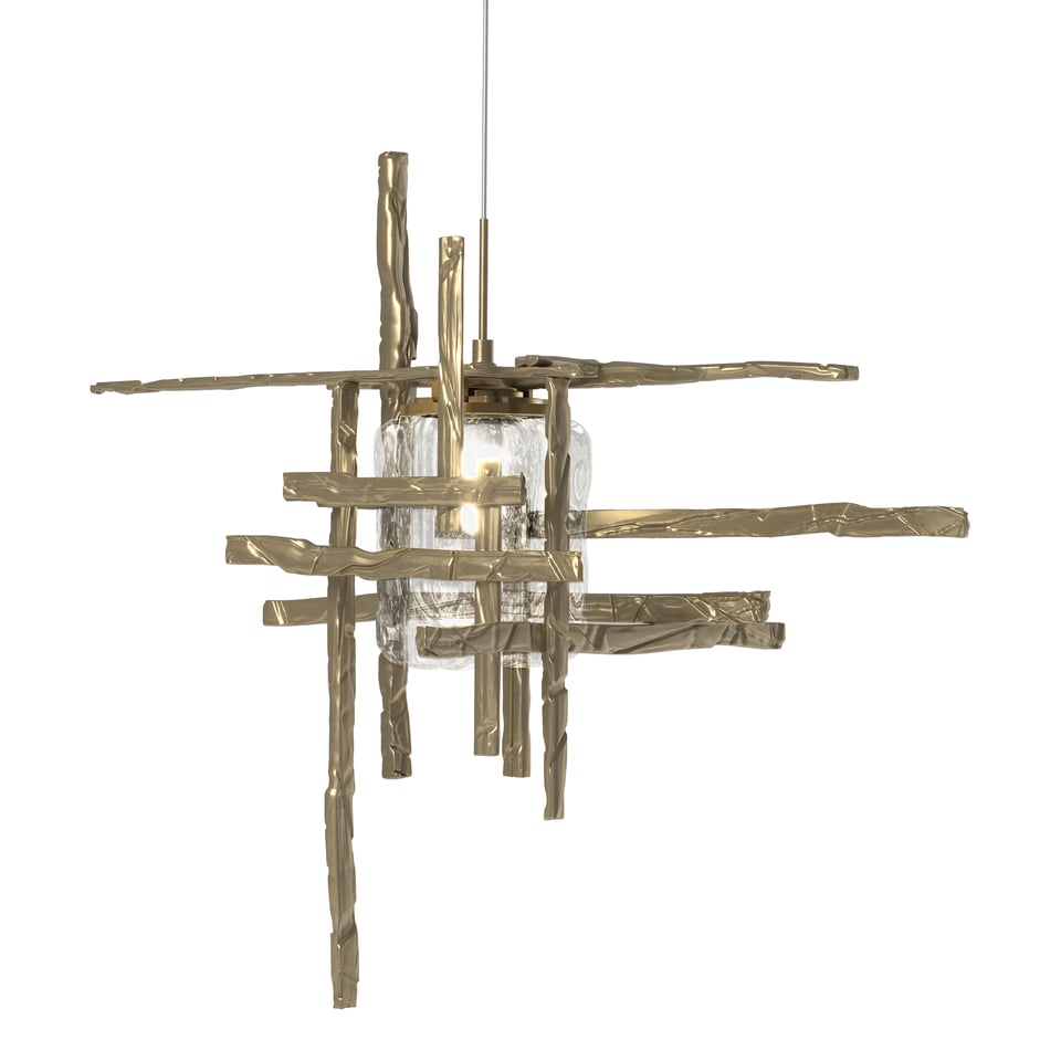 Tura Seeded Glass Low Voltage Mini Pendant - Soft Gold by Hubbardton Forge