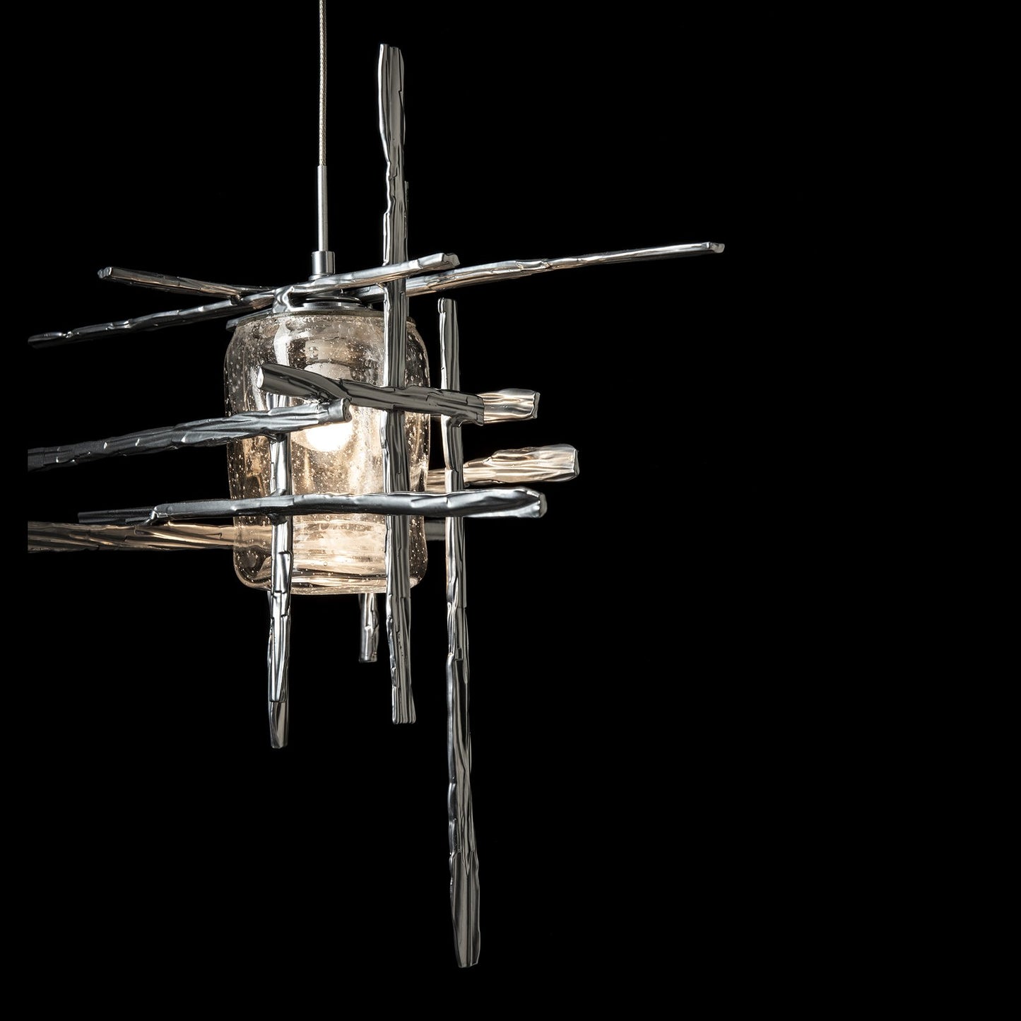 Tura Seeded Glass Low Voltage Mini Pendant - White by Hubbardton Forge