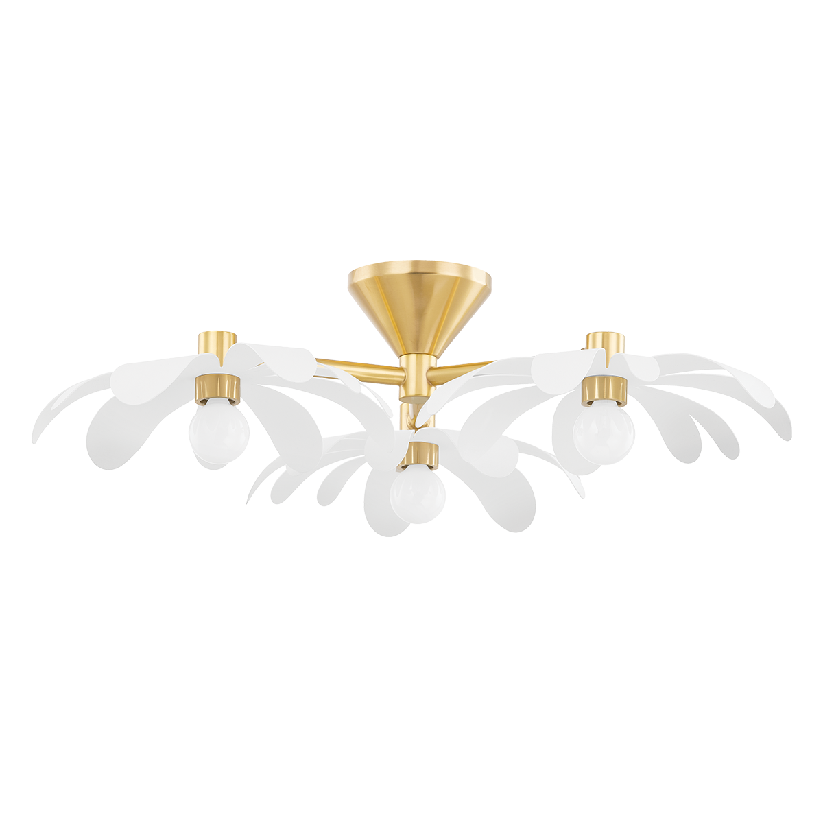 Twiggy Semi Flush - 3-Light - Aged Brass/Textured White - Mitzi H698603-AGB/TWH