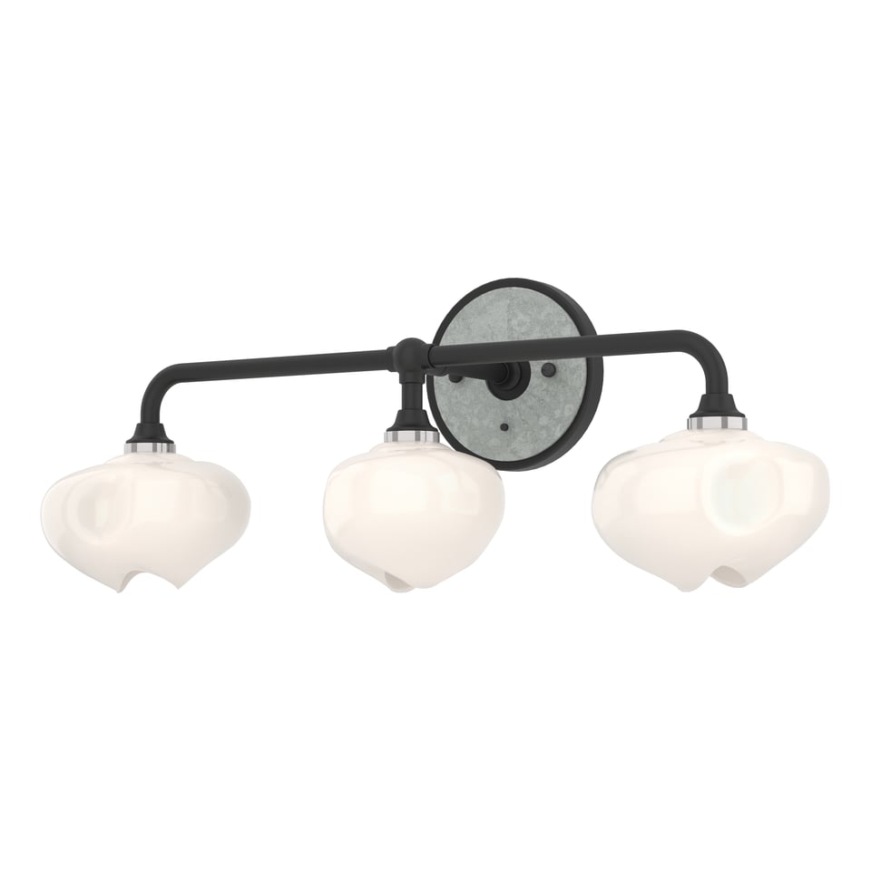 Ume 3-Light Curved Arm Bath Sconce - Black - Vintage Platinum Accent by Hubbardton Forge