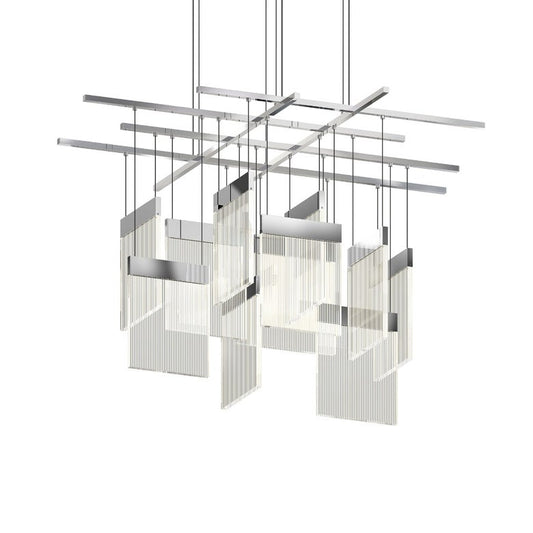 V-Panels Chandelier - Polished Chrome by SONNEMAN