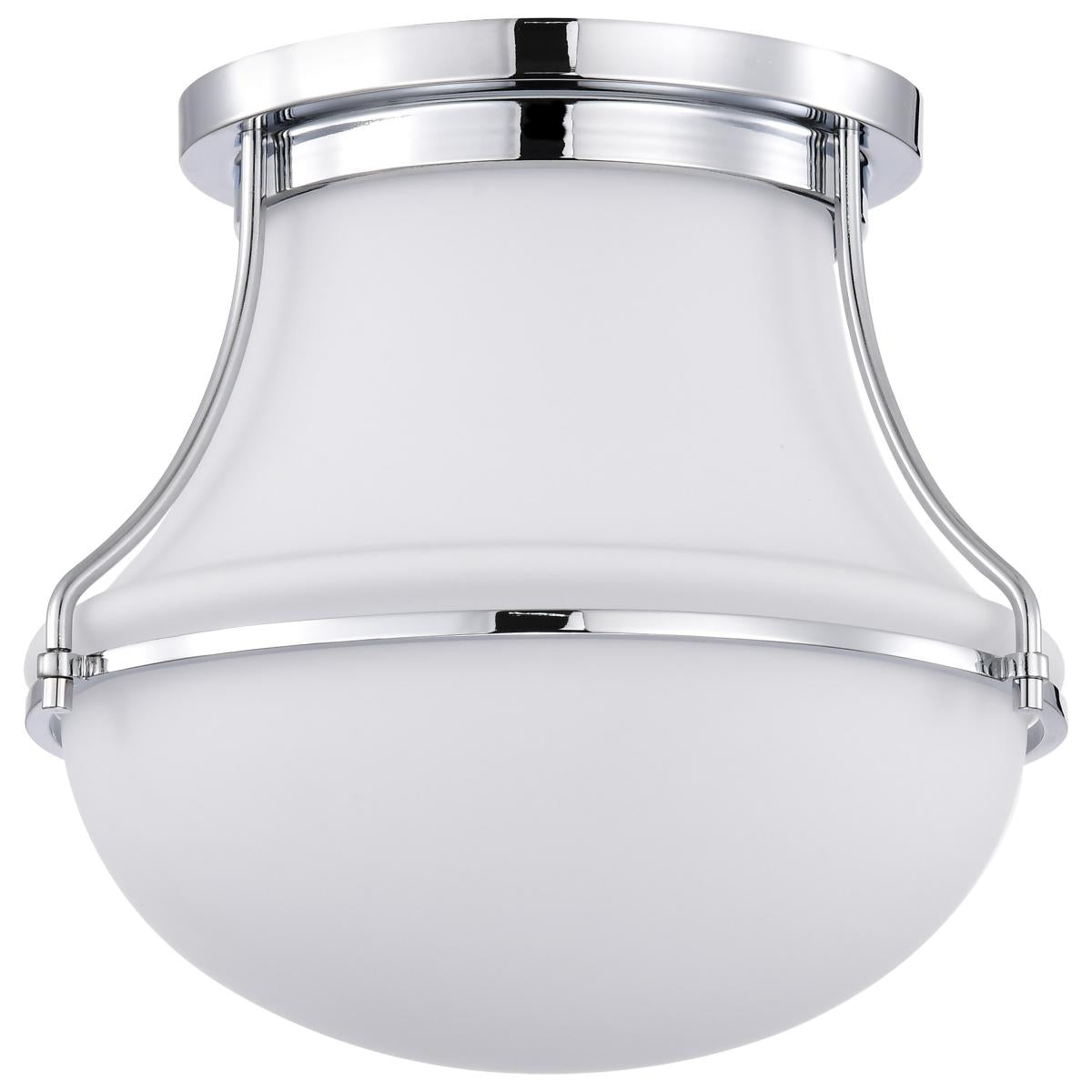 Valdora 1 Light Flush Mount - 10 Inches - Polished Nickel - White Opal Glass - Satco 60-7870