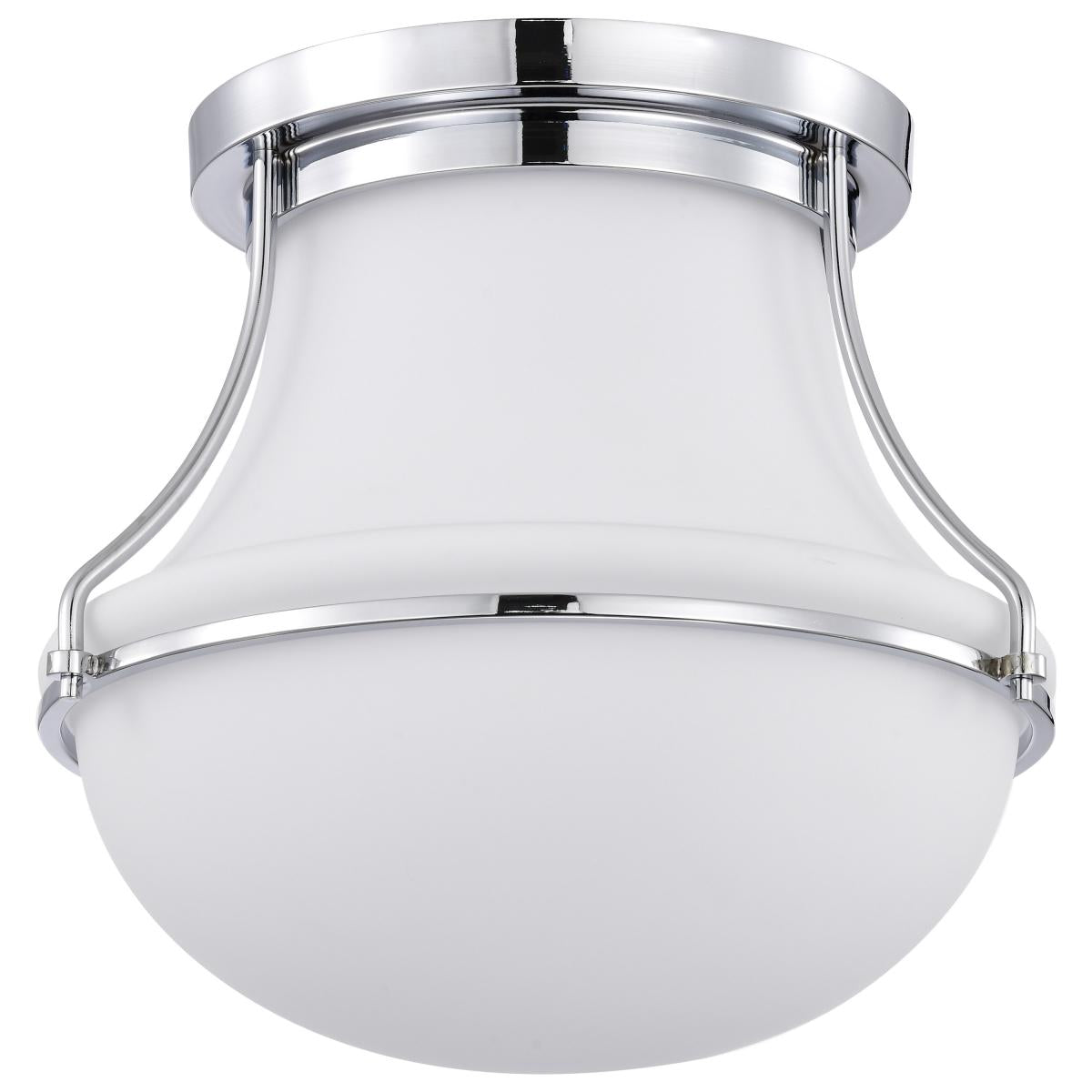 Valdora 1 Light Flush Mount - 14 Inches - Polished Nickel - White Opal Glass - Satco 60-7871