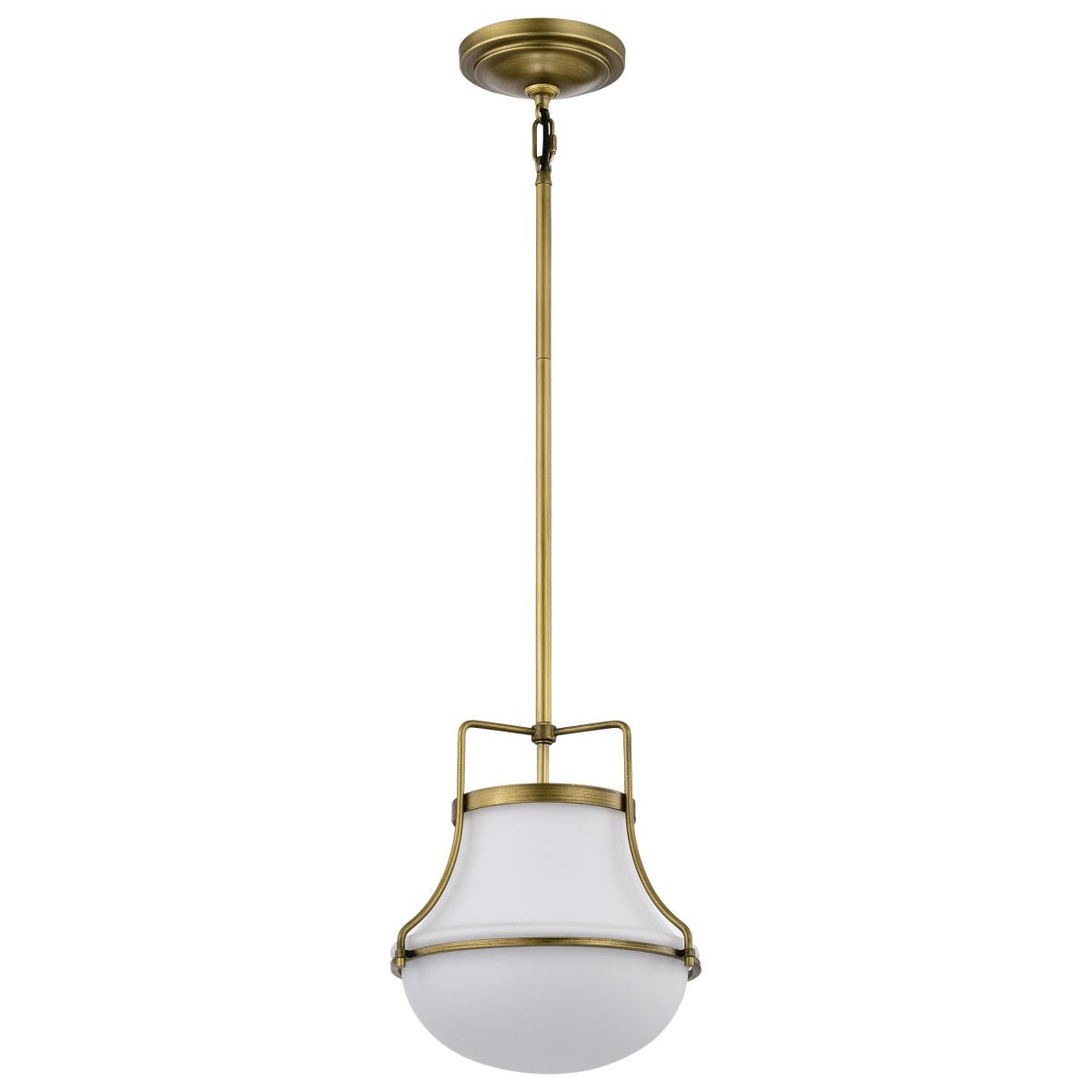 Valdora 1 Light Pendant - 10 Inches - Natural Brass Finish - White Opal Glass - Satco 60-7862