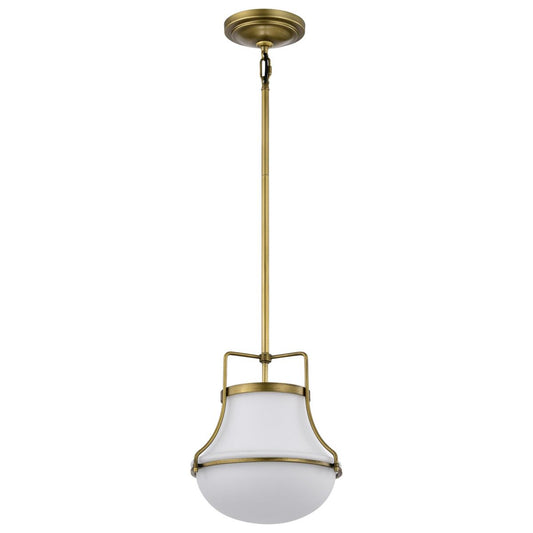 Valdora 1 Light Pendant - 10 Inches - Natural Brass Finish - White Opal Glass - Satco 60-7862
