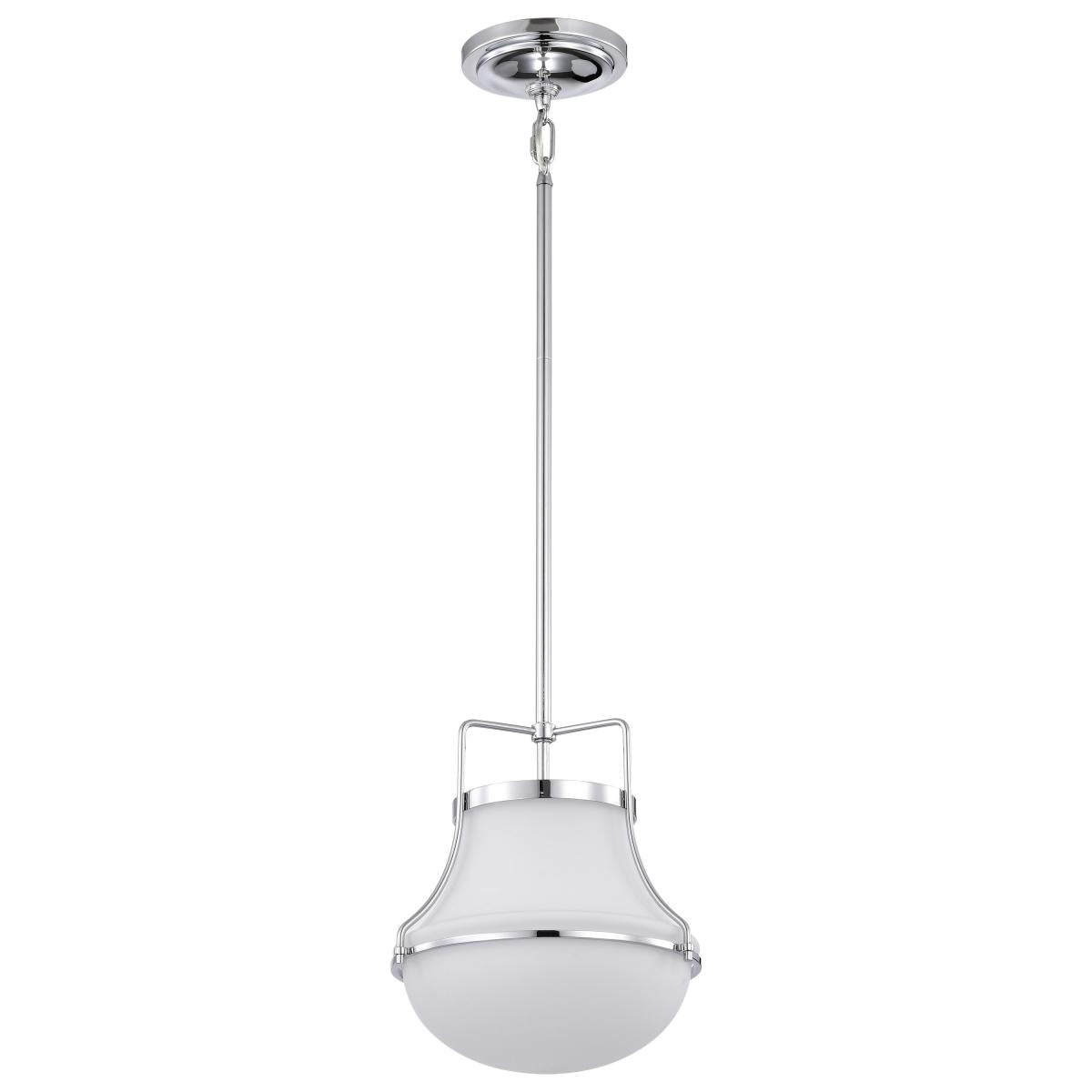 Valdora 1 Light Pendant - 10 Inches - Polished Nickel - White Opal Glass - Satco 60-7872