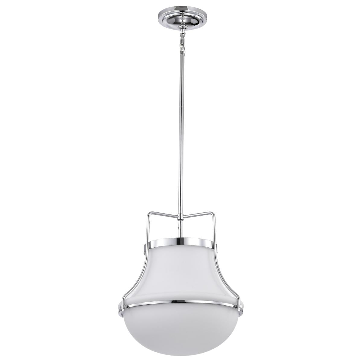 Valdora 1 Light Pendant - 14 Inches - Polished Nickel - White Opal Glass - Satco 60-7873