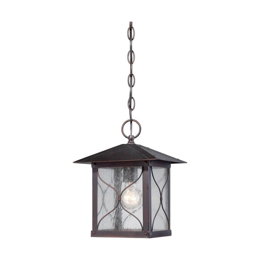 Vega -1 Light - Hanging Lantern with Clear Seed Glass - Classic Bronze Finish - Satco 60-5614