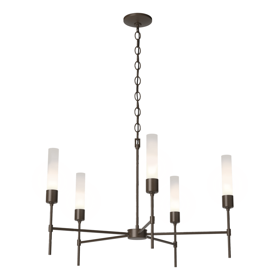 Vela 5-Arm Chandelier - Bronze - Frosted Glass by Hubbardton Forge