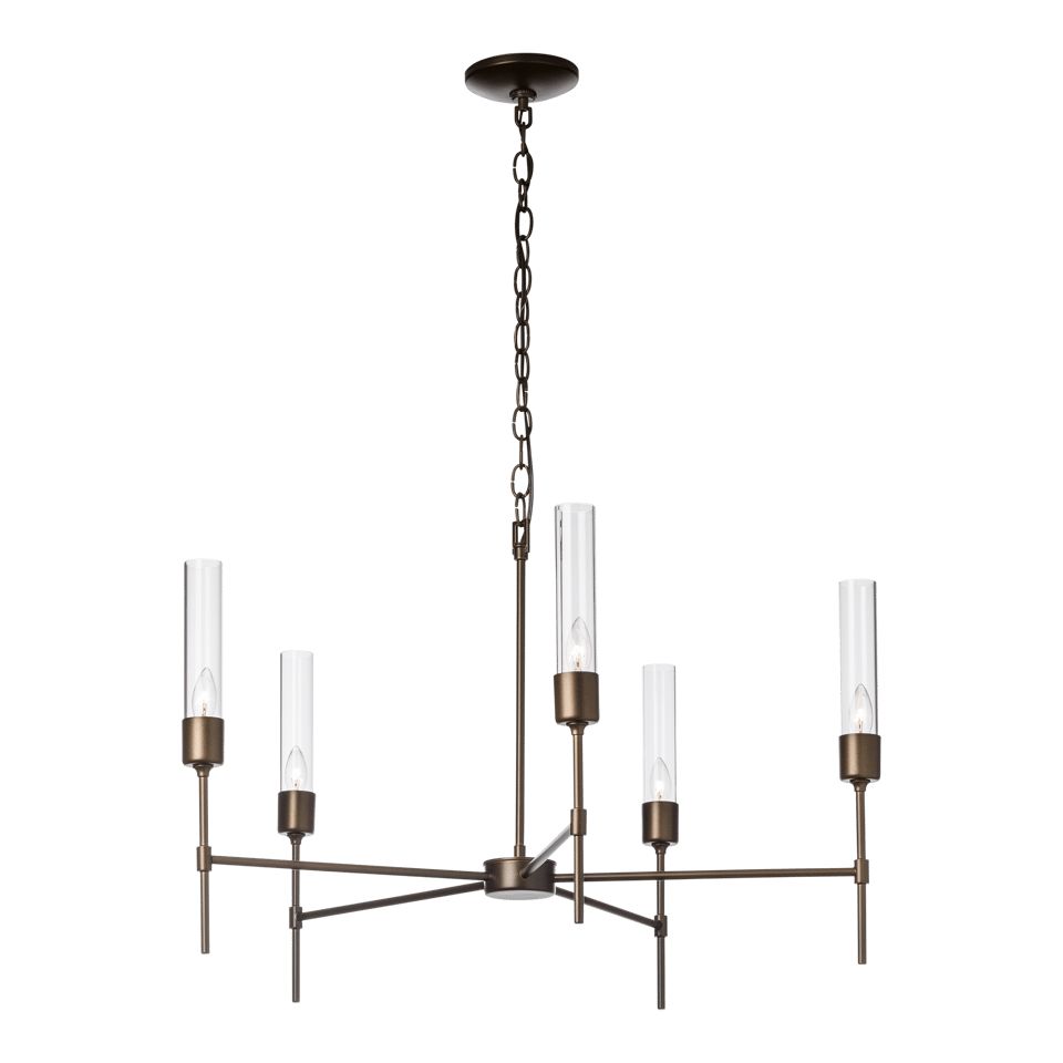 Vela 5-Arm Chandelier - Dark Smoke - Clear Glass by Hubbardton Forge