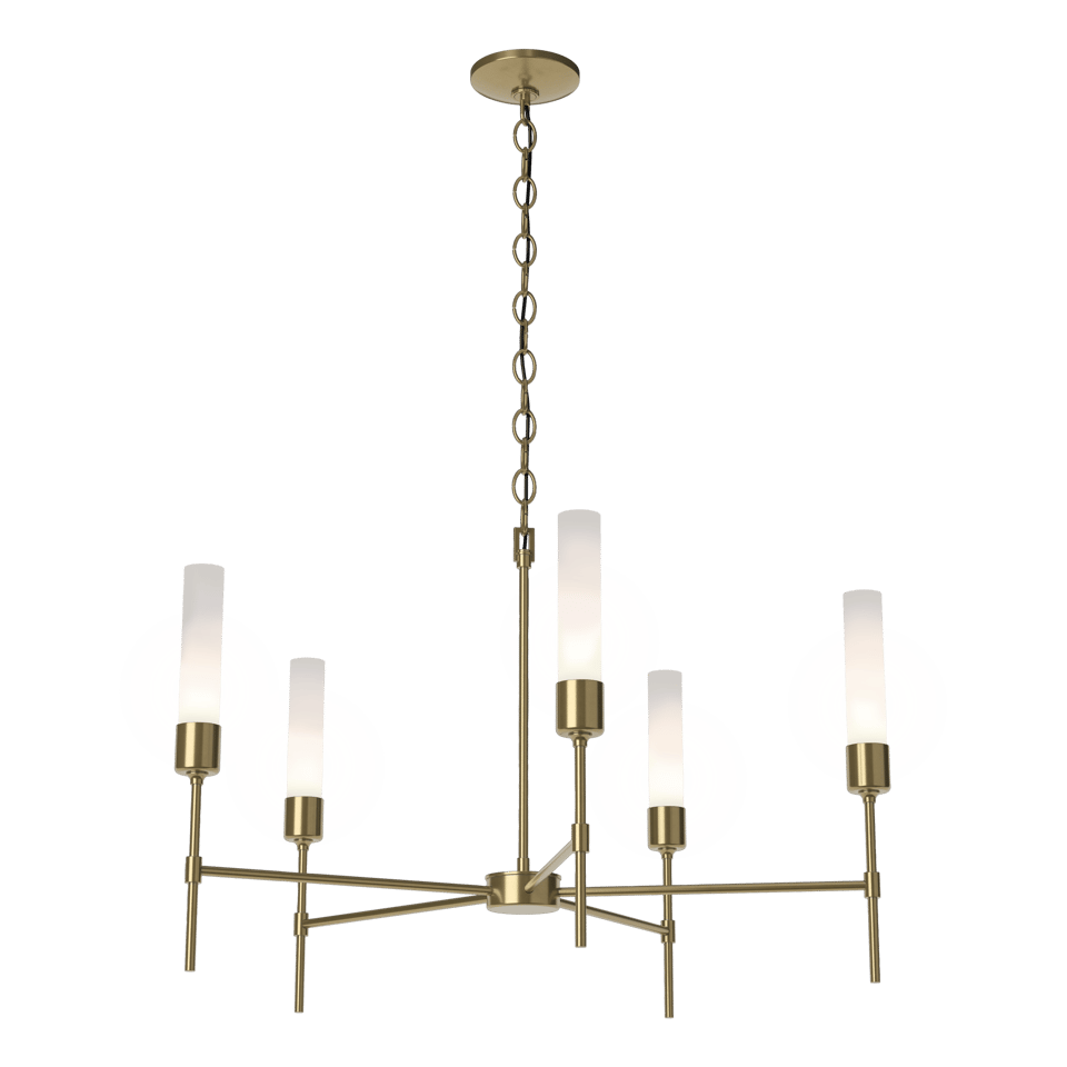 Vela 5-Arm Chandelier - Modern Brass - Frosted Glass by Hubbardton Forge