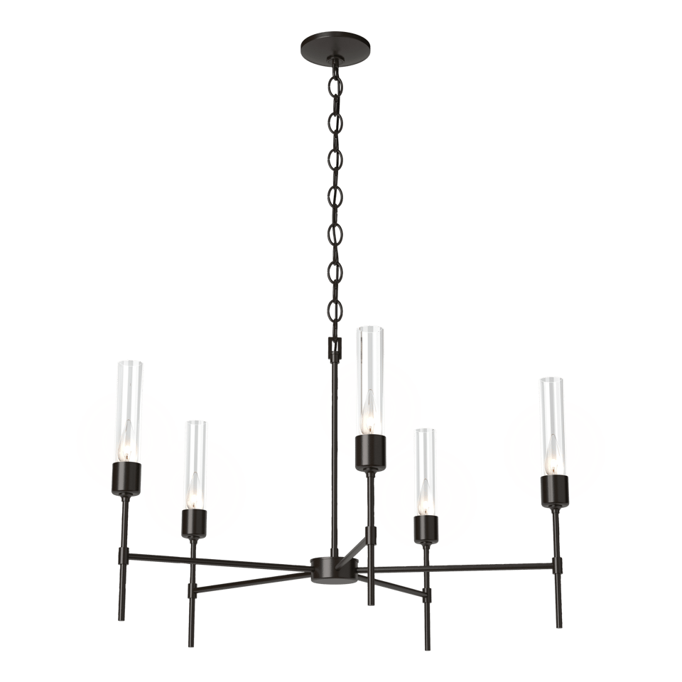 Vela 5-Arm Chandelier - Oil Rubbed Bronze - Clear Glass by Hubbardton Forge