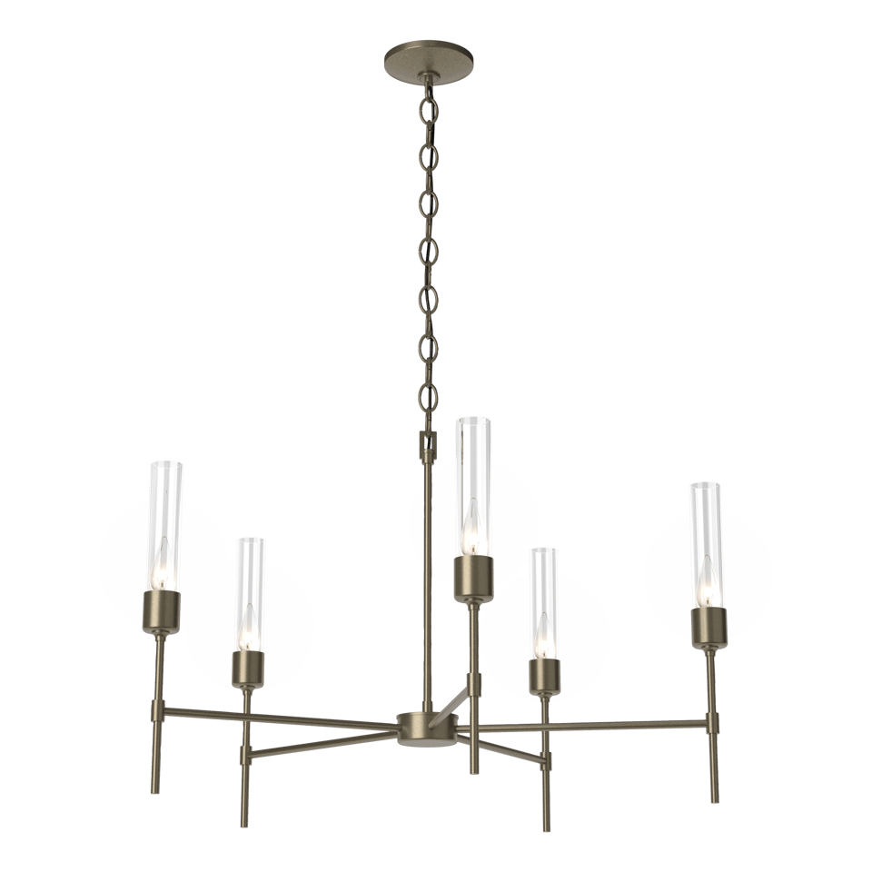 Vela 5-Arm Chandelier - Soft Gold - Clear Glass by Hubbardton Forge