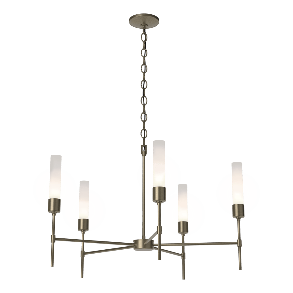 Vela 5-Arm Chandelier - Soft Gold - Frosted Glass by Hubbardton Forge