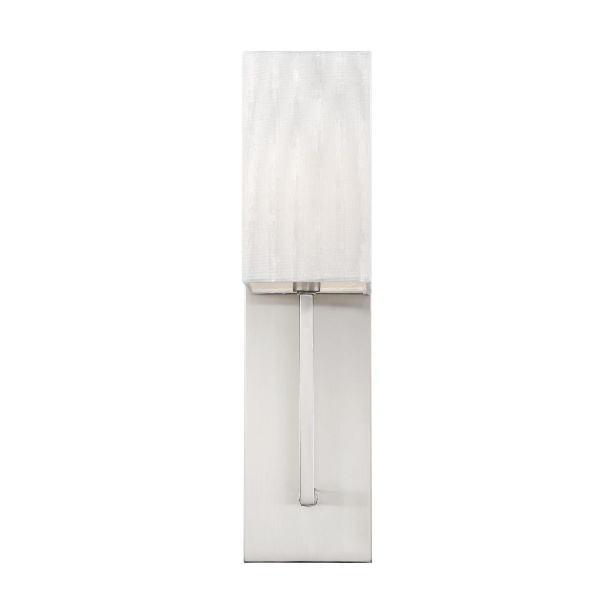 Vesey - 1 Light Wall Sconce - with White Linen Shade - Brushed Nickel Finish - Satco 60-6691