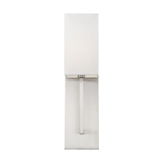 Vesey - 1 Light Wall Sconce - with White Linen Shade - Brushed Nickel Finish - Satco 60-6691