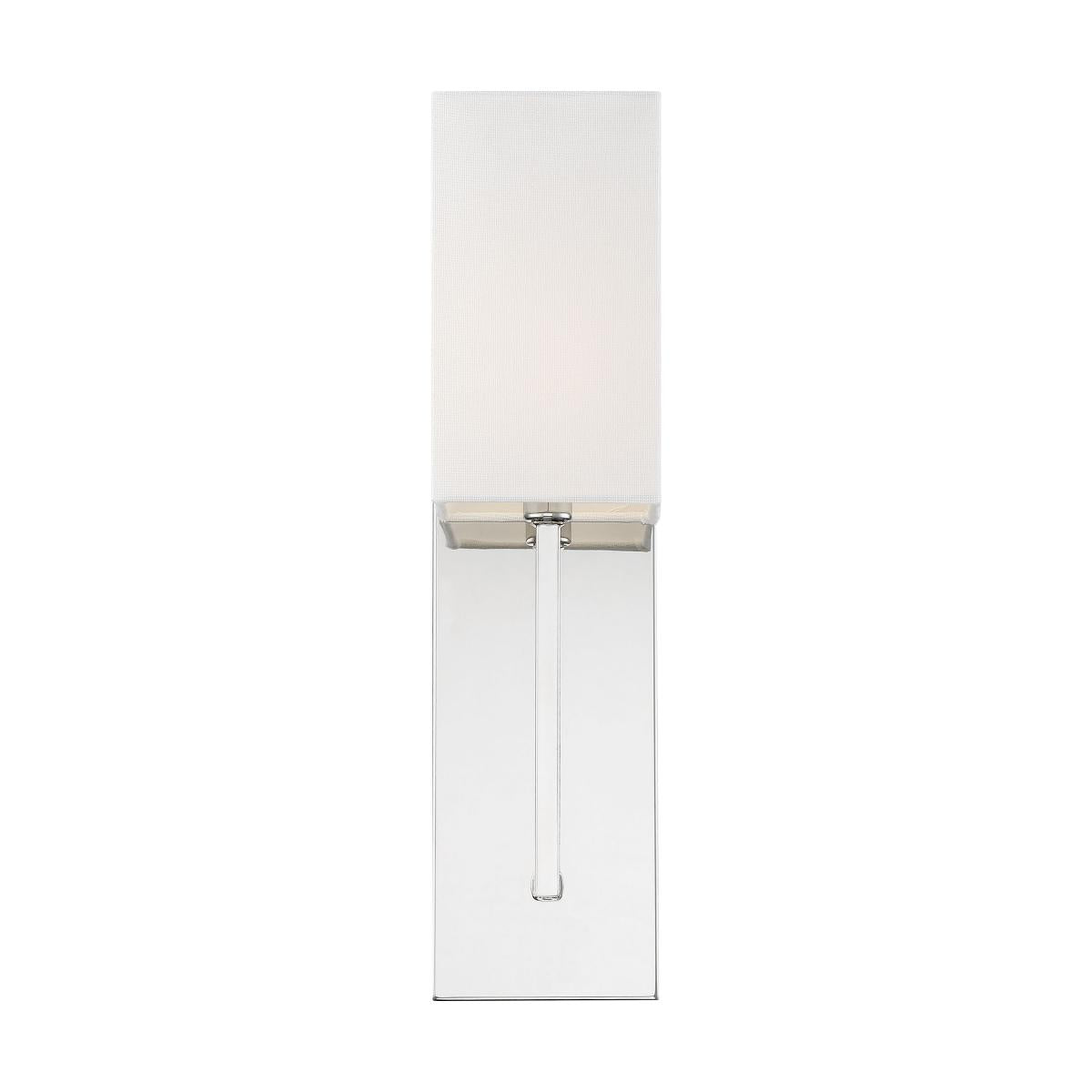 Vesey - 1 Light Wall Sconce - with White Linen Shade - Polished Nickel Finish - Satco 60-6693