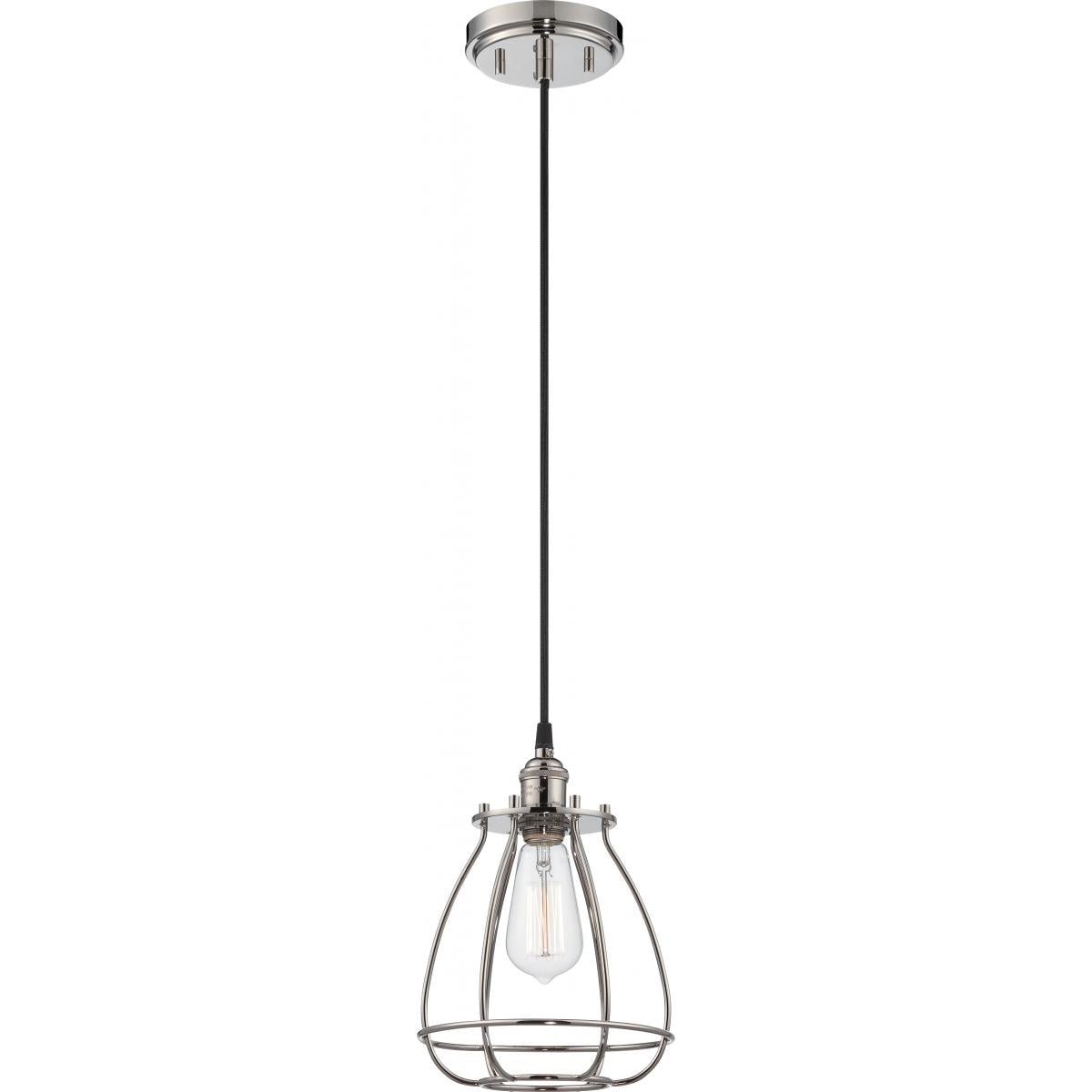 Vintage - 1 Light Caged Pendant - Polished Nickel Finish - Satco 60-5401