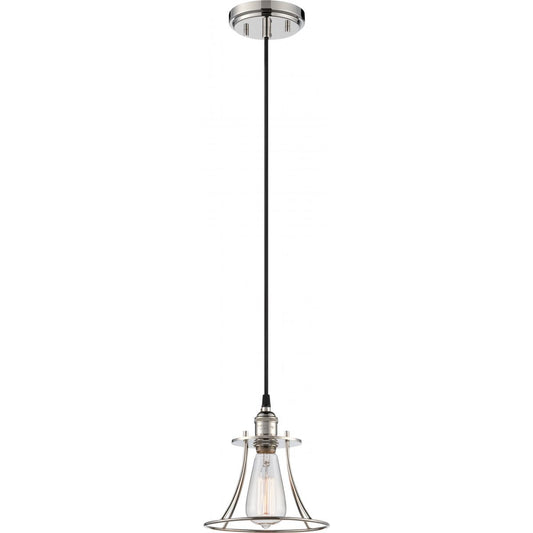Vintage - 1 Light Caged Pendant - Polished Nickel Finish - Satco 60-5411