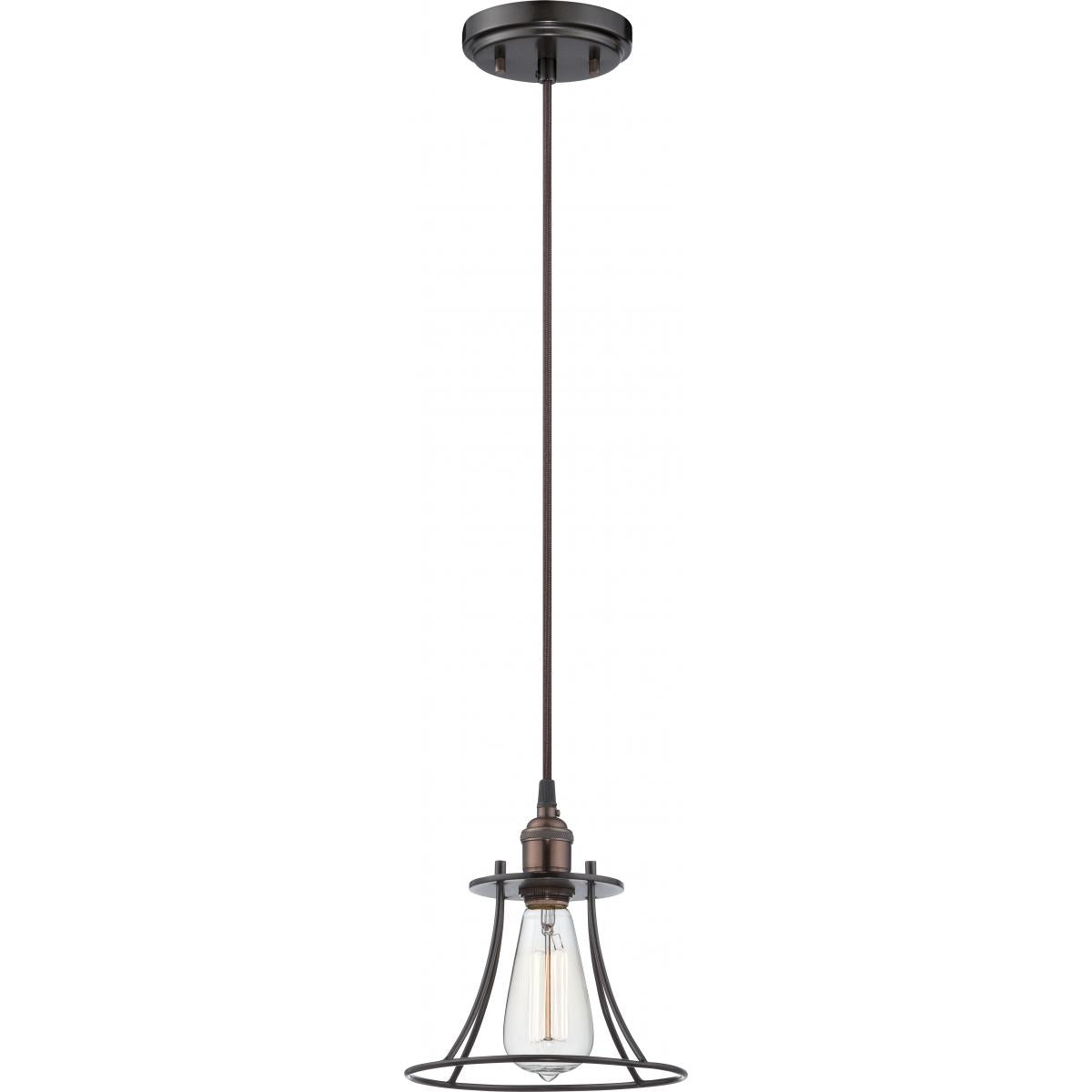 Vintage - 1 Light Caged Pendant - Rustic Bronze Finish - Satco 60-5511