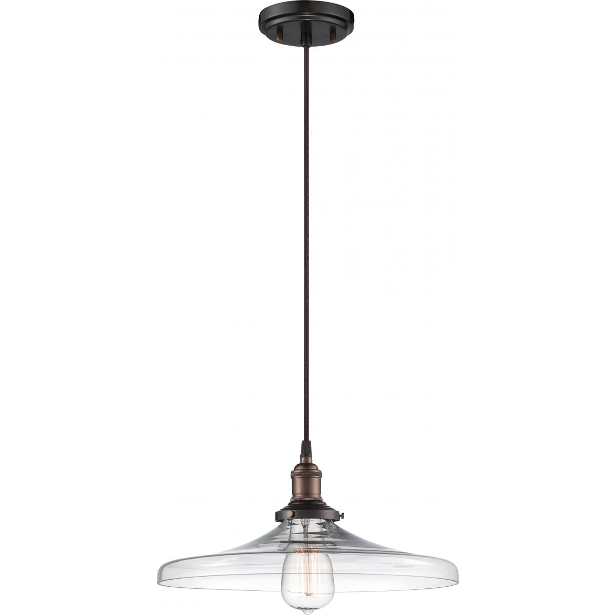 Vintage - 1 Light Pendant with Clear Glass - Rustic Bronze Finish - Satco 60-5507