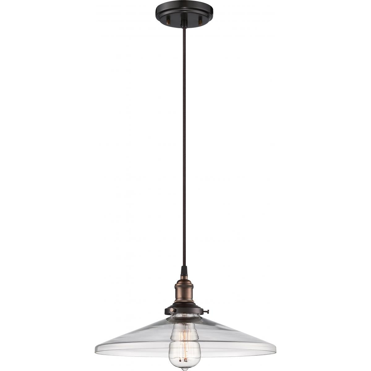 Vintage - 1 Light Pendant with Clear Glass - Rustic Bronze Finish - Satco 60-5508