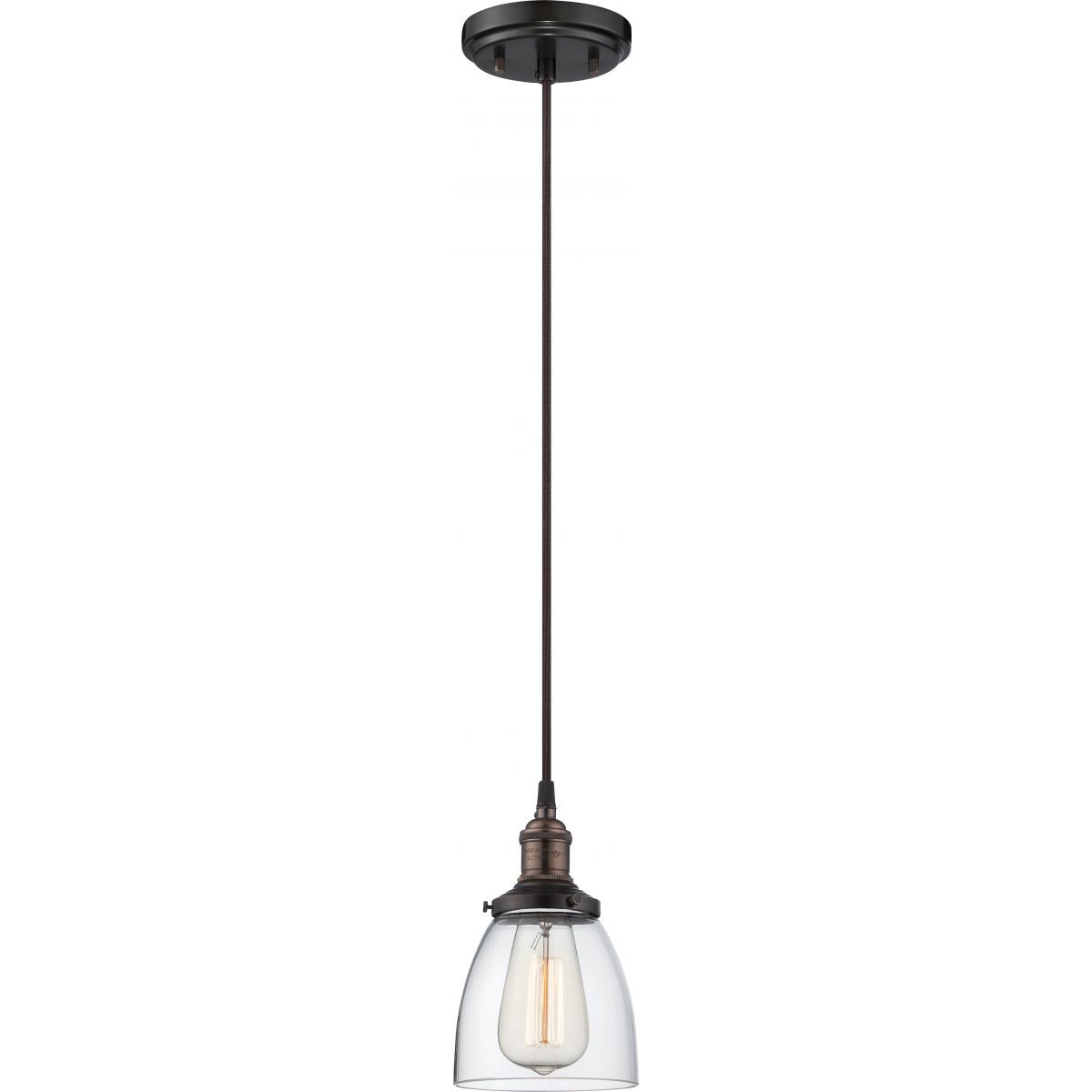 Vintage - 1 Light Pendant with Clear Glass - Rustic Bronze Finish - Satco 60-5504