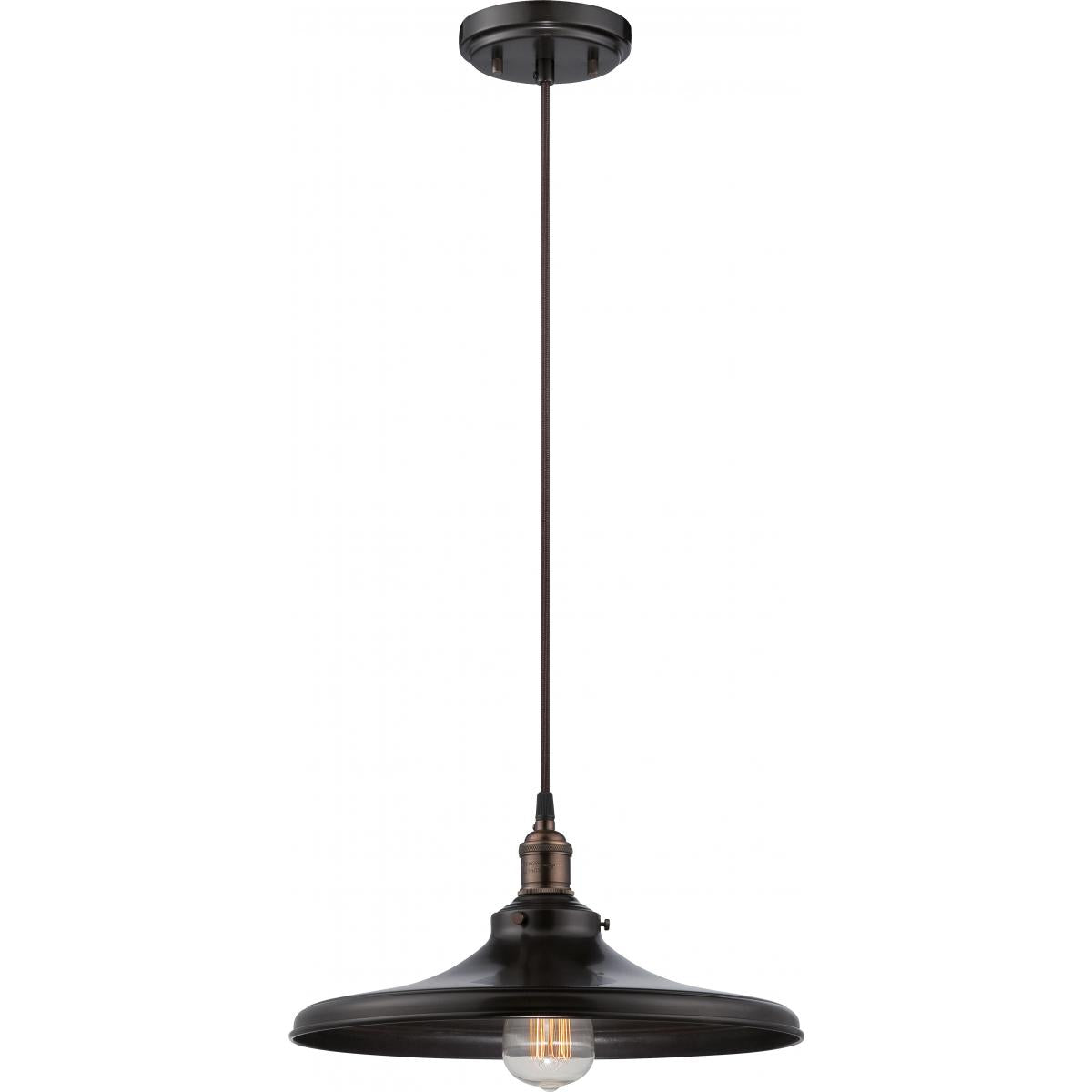 Vintage - 1 Light Pendant with Metal Shade - Rustic Bronze Finish - Satco 60-5506