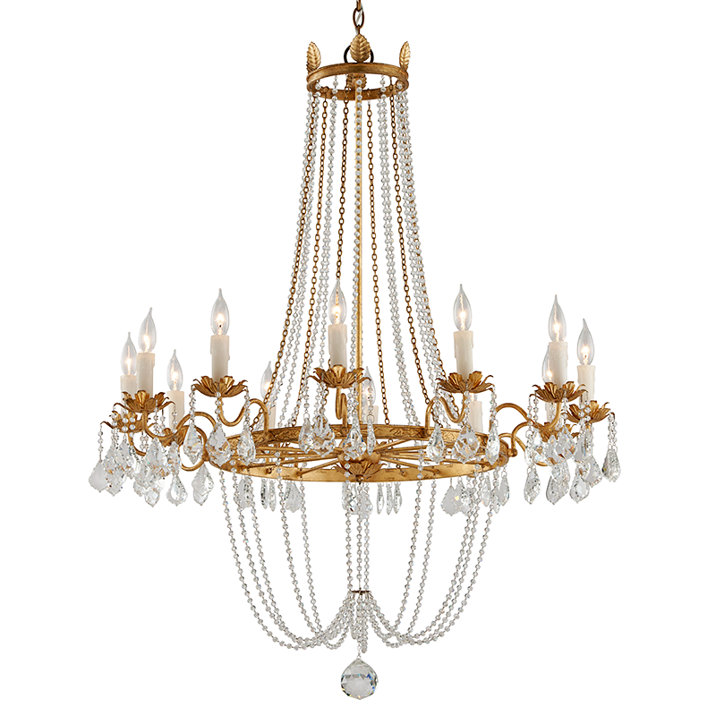 Viola Chandelier - 12-Light - Vintage Gold Leaf - Troy Lighting F5367-VGL