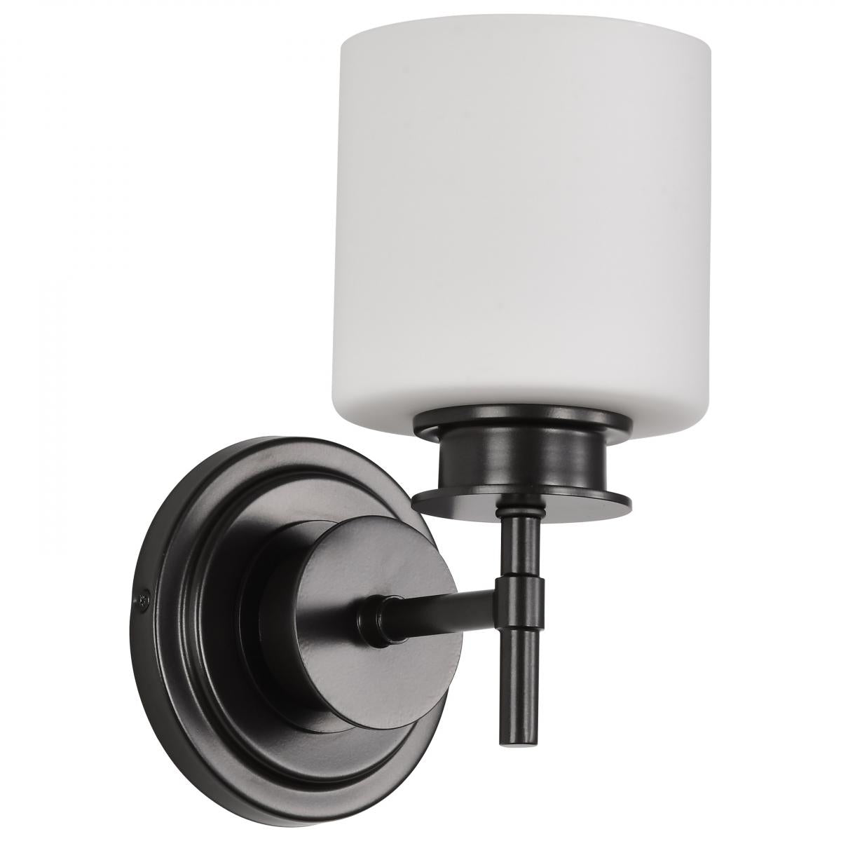 Warren - 1 Light Vanity - Gun Metal with Satin White Glass - Satco 60-8031