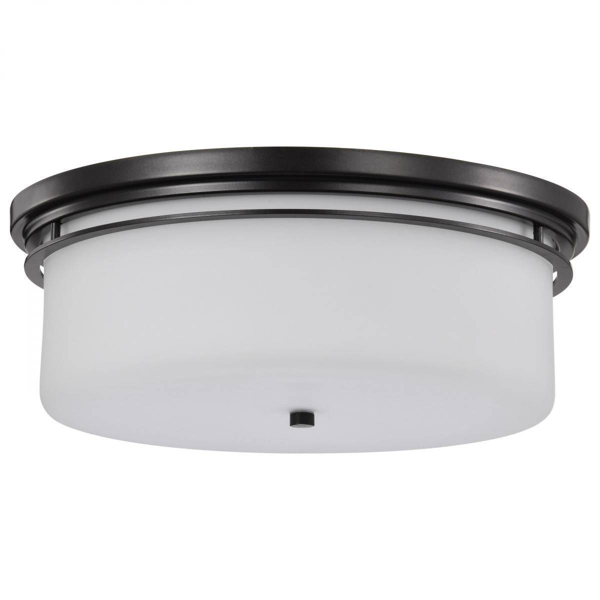 Warren - 15 Inch Flush Mount - Gun Metal with Satin White Glass - Satco 60-8034