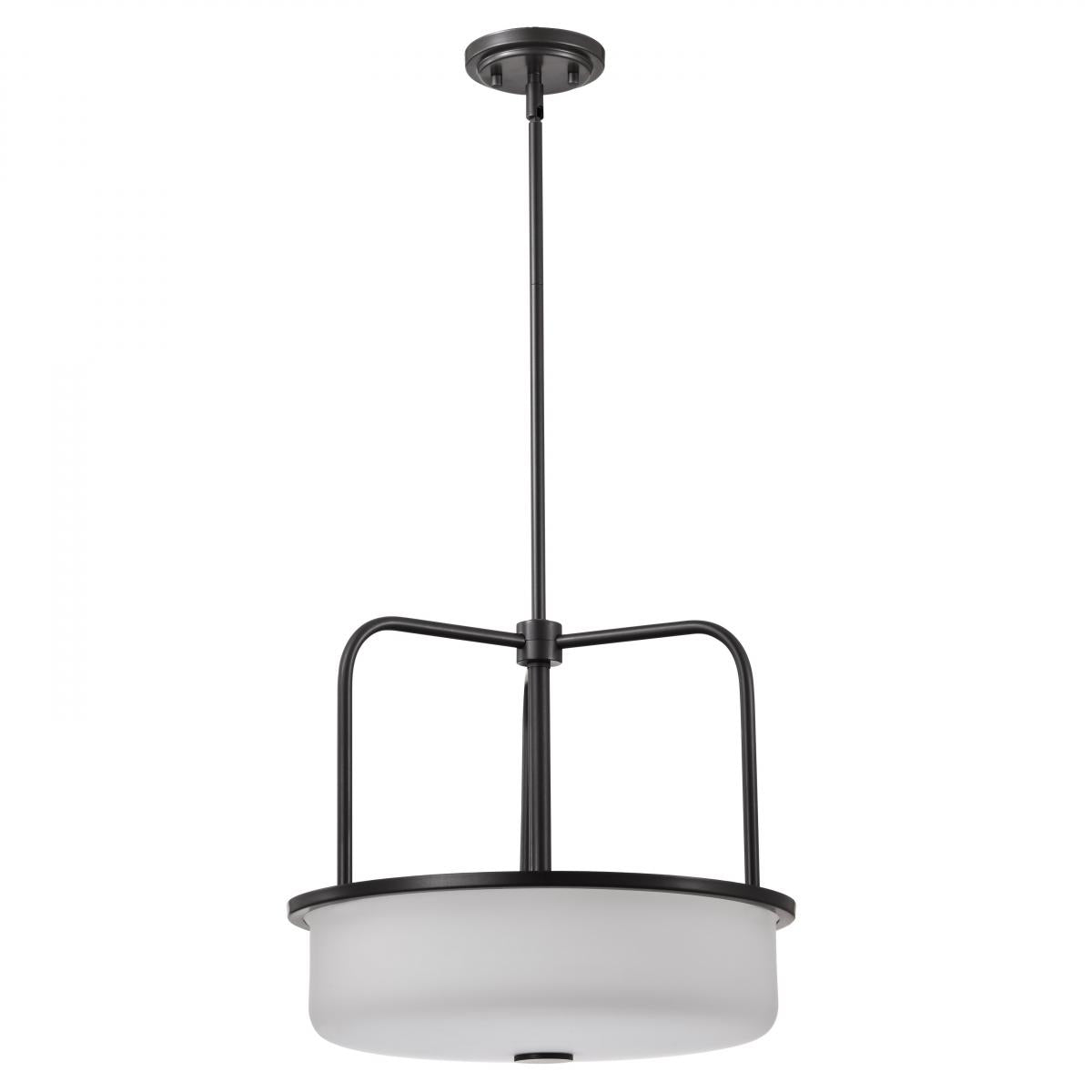 Warren - 17 Inch Pendant - Gun Metal with Satin White Glass - Satco 60-8037