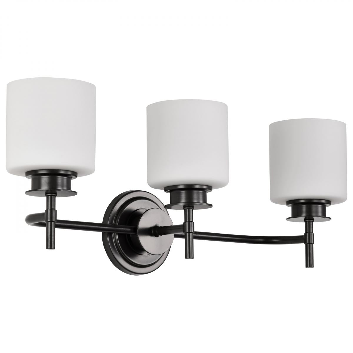 Warren - 3 Light Vanity - Gun Metal with Satin White Glass - Satco 60-8033
